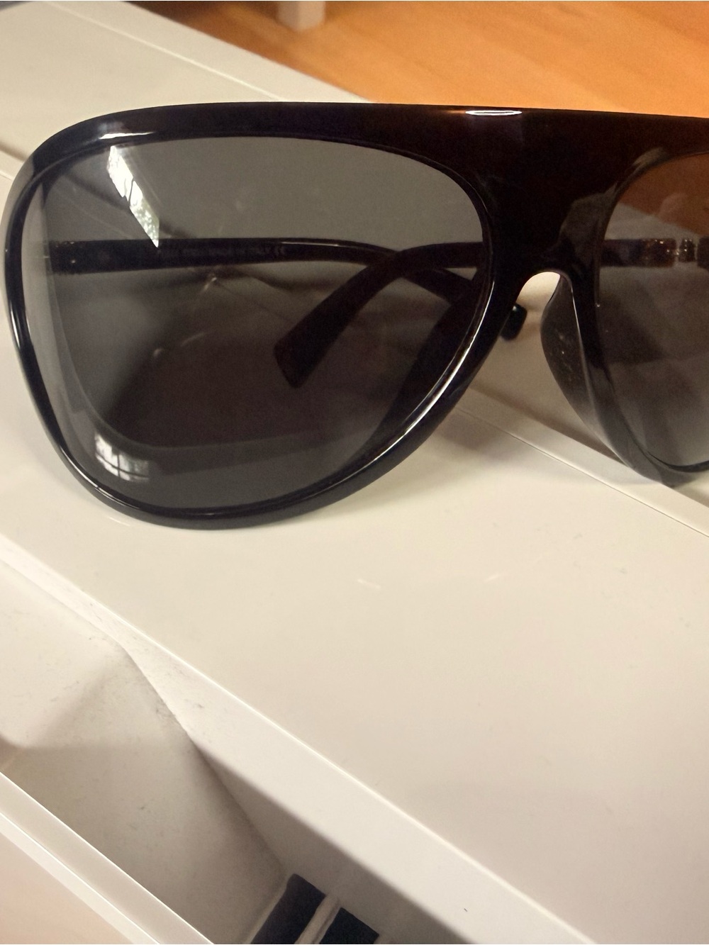 Miu Miu Glossy Black Oversized Pilot Sunglasses